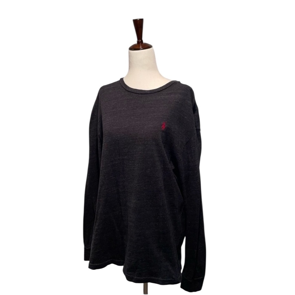 Mens Charcoal Polo Long Sleeve